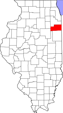 State map highlighting Kankakee County