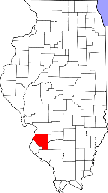 State map highlighting St. Clair County
