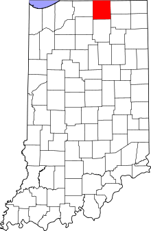Map of Indiana highlighting Elkhart County