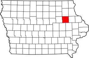 Map of Iowa highlighting Buchanan County