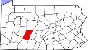 State map highlighting Cambria County
