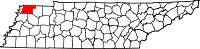 State map highlighting Obion County