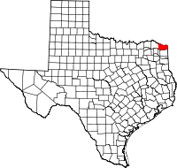 State map highlighting Bowie County