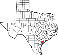 State map highlighting Refugio County