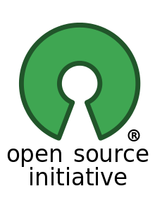 large green "C" rotated 90 degrees clockwise to form a sort of key hole marked with small circled "R" indicating a registered trademark and the words "open source" beneath